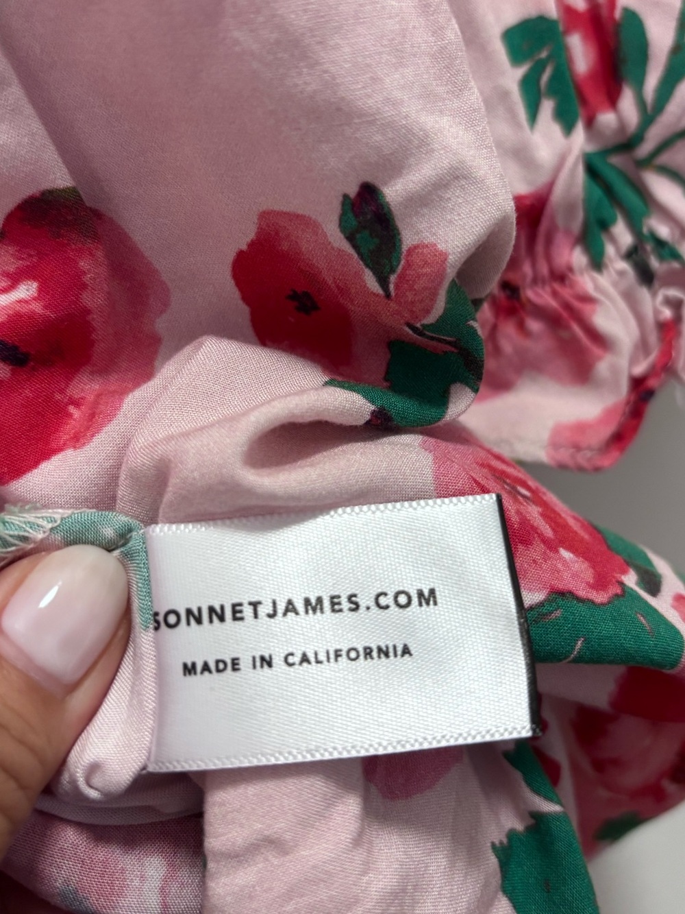 Sonnet James Vintage-Inspired Pink Floral Midi Dress with Ruffle Waist - Picture 11 of 11